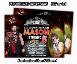 wrestling invitation, wwe birthday, wwe party, wwe invite, wwe birthday invite, add photo, personalized invitation