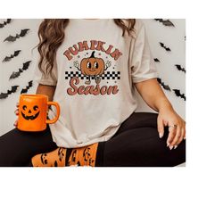 vintage pumpkins spices season t-shirt, retro pumpkin shirt, cute shirt for fall, cute halloween shirt, iprintasty hallo