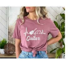 guitarist shirt, guitar t shirt, gift for musicians, music t shirt, heartbeat guitar, hand peace shirt, band shirt, hand