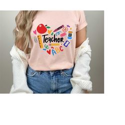 teacher shirt, heart custom t-shirt, teacher team shirts, personalized school tshirt, customized name teacher shirt