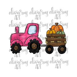 fall pumpkin tractor png digital download | hand drawn sublimation printable art | whimsical | pumpkin patch