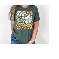 flowers tshirt, boho wildflowers floral nature shirt, tee, comfort colors, garment dyed, boho, oversized, vintage, art n
