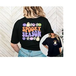 cute retro spooky season ghost shirt, halloween shirt, fall shirt for women, halloween tee, cute ghost shirt, spooky shi