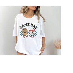 game day toddler shirt - retro baseball tee - cute natural kids shirt