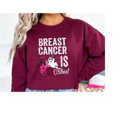 halloween breast cancer sweatshirt, awareness shirt, breast cancer is boo sheet shirt, cute breast cancer tee, awareness