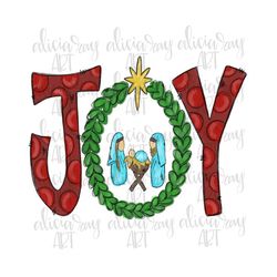 christmas sublimation design | hand drawn | png digital download | digital art | joy manger scene | baby jesus | christi