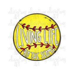 softball sublimation design | hand drawn png digital download | printable digital art | living life by the seams