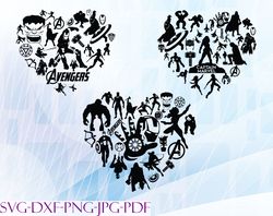 heart avenger svg, bundles avenger svg, png,dxf, pdf, jpg...