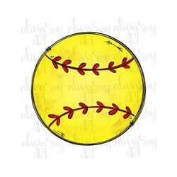 softball sublimation design | hand drawn png digital download | printable digital art | cute softball