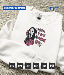 no you hang up embroidery design, halloween serial killer embroidery file, halloween horror mask embroidery machine design, horror character embroidery file