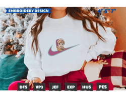 nike x elsa embroidered sweatshirts, cartoon embroidered sweatshirts, swoosh embroidered shirts, digital download