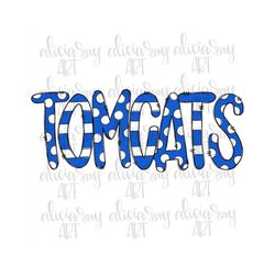 tomcats png sublimation design | blue and white school spirit design | hand drawn | png | digital download | printable |