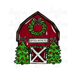 christmas barn digital download | hand drawn png file | towel design | pillow design | sublimation | farm fresh christma