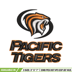 pacific tigers embroidery design, pacific tigers embroidery, logo sport, sport embroidery, ncaa embroidery.
