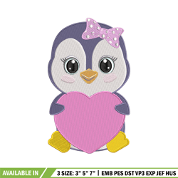 penguin love embroidery design, penguin embroidery, embroidery file, embroidery shirt, emb design, digital download