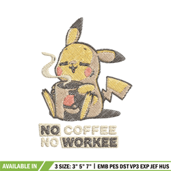 pika coffee embroidery design, pokemon embroidery, anime design, embroidery file, digital download, embroidery shirt