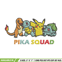 pika squad embroidery design, pokemon embroidery, anime design, embroidery file, digital download, embroidery shirt