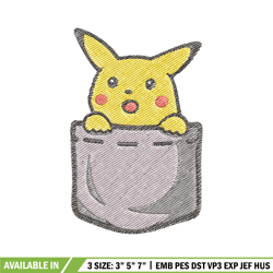 pikachu bag embroidery design, pokemon embroidery, anime design, embroidery file, digital download, embroidery shirt