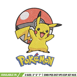 pikachu embroidery design, pokemon embroidery, anime design, embroidery shirt, embroidery file, digital download (2)