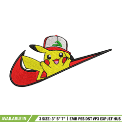 pikachu nike embroidery design, pokemon embroidery, embroidery file, anime design, anime shirt, digital download
