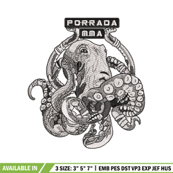 porrada mma logo embroidery design, porrada mma embroidery, logo design, logo shirt, embroidery shirt, instant download