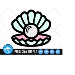 clam with pearl svg files | sea shell clam svg cut files | pearls vector files | clam pearl clip art