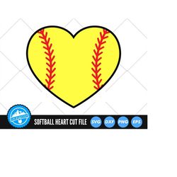 softball heart svg | sports mom cut files | softball heart shape | baseball svg | baseball heart clip art | softball cut