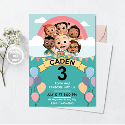 personalized file cocomelon invitation | cocomelon birthday invitation | cocomelon birthday party | instant download