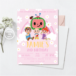 personalized file birthday party invite downloadable cute design birthday girl daisy pink party adorable invite instant