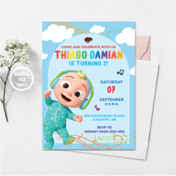 personalized file custom baby birthday invitation, printable birthday party invitation, birthday thank you, digital
