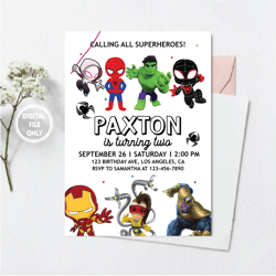 personalized file spidey and his amazing friends birthday invitation boy superhero party invite instant download digital