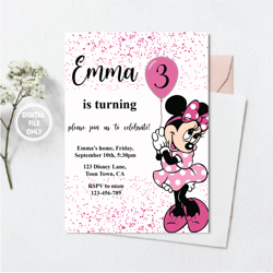 personalized file minnie mouse invitation minnie cute invite digital oh-toodles invite png file only