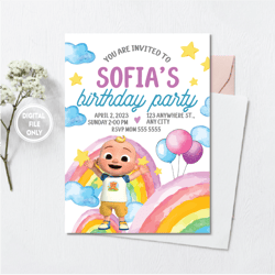 personalized kids birthday, coco birthday invitation, melon birthday, coco & watermelon, nursery rhymes, music, birthday