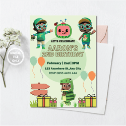 personalized file cocomelon birthday invitation boy, birthday cocomelon invitation, birthday party invitation, birthday