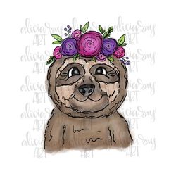 sloth sublimation png design | cute sloth png | hand drawn | digital download | printable artwork | digital art | animal