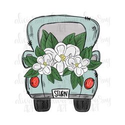 truck filled with magnolias  png design | hand drawn magnolia | sublimation png | digital download | printable digital a