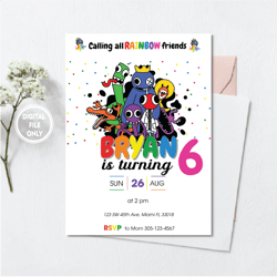 personalized file rainbow friends birthday invitation | rainbow friends invitation | rainbow friend invite | instant