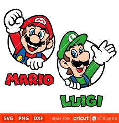 mario luigi bundle  svg mario characters svg super mario svg mario bros svg cricut silhouette vector cut file