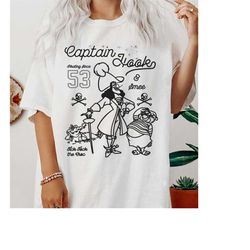 disney peter pan captain hook and mr. smee outline sketch t-shirt, villains shirt, disneyland family matching outfits, m