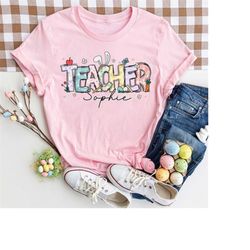 teacher easter shirt, teacher easter gift, bunny teacher shirt, cute teacher easter shirt