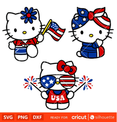 patriotic hello kitty bundle svg sanrio svg hello kitty svg kawaii svg cricut silhouette vector cut file