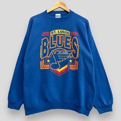 Vintage 90s St. Louis Blues NHL Hockey Crewneck Sweatshirt Blue 2XL