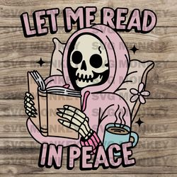 retro groovy let me read in peace bookish skeleton svg file svg eps dxf png