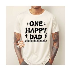 One Happy Dad SVG-Retro Cricut Cut File Digital Design Download-checkered svg, svg for dads, daddy svg, daddy and me svg