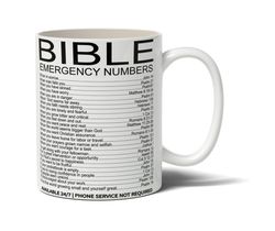 bible emergency numbers christianity christian - novelty funny anniversary birthday present - 11 oz white coffee tea mug