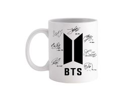 bts signatures fan jimin korean - novelty cute funny anniversary birthday present, 11 - 15 oz white coffee tea mug cup.j