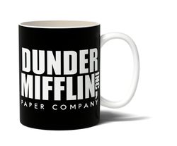 dunder mifflin black background office tv series - world's best boss office inspired - 11 or 15 oz white cup mug.jpg