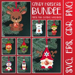 christmas ornament | candy holder bundle | paper craft templates svg | sucker holder bundle