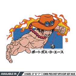 ace punch embroidery design, one piece embroidery, anime design, embroidery shirt, embroidery file, digital download