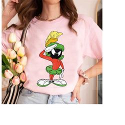 looney tunes marvin the martian salute  portrait t-shirt , bunny funny shirt, daffy, elmer fudd, yosemite sam, marvin